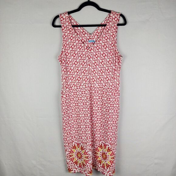 J. McLaughlin Dresses & Skirts - J McLaughlin Red and Yellow Summer Sun Dress w/Pockets Sleeveless Size Large‎